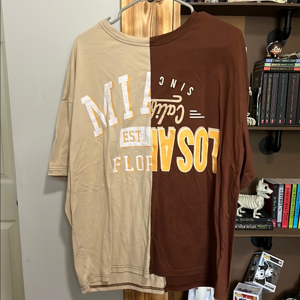 ROMWE Beige and Brown Graphic Tee